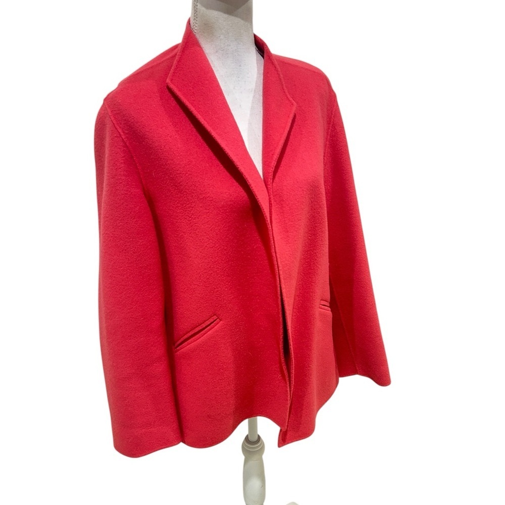 Talbots Coral-Red Open-Front Blazer Jacket wool/cashmere/angora size 12